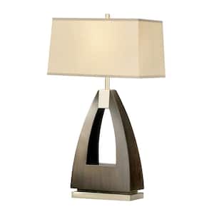 Trina Table Lamp - 30 in. Wood, Brushed Nickel, 3-Way Rotary Switch