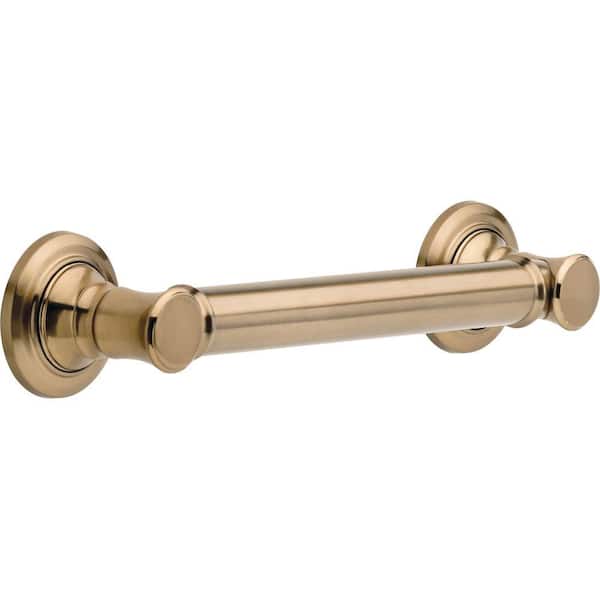 Traditional Gold Decorative ADA 12 in. x 1.25 in. Grab Bar in Champagne Bronze