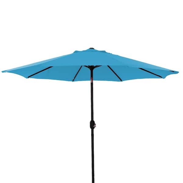 CASAINC 9 ft. Aluminum Market Tilt Patio Umbrella in Lake Blue
