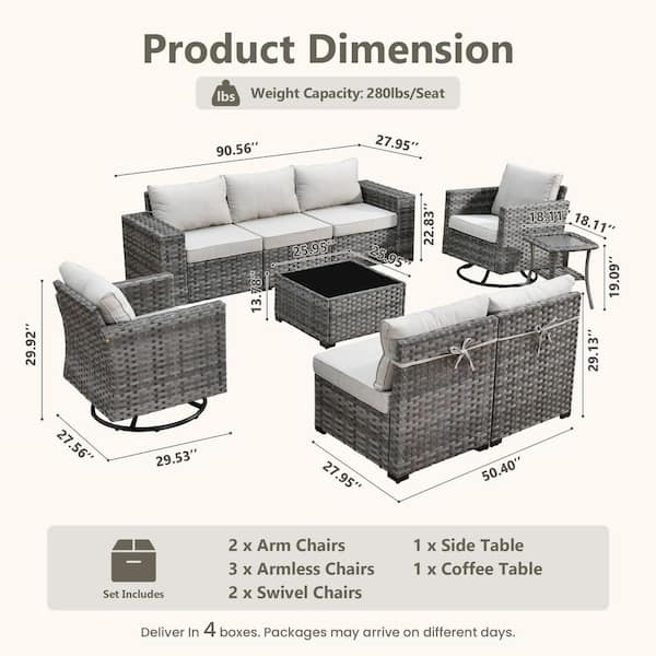 HOOOWOOO Howell 9-Piece Wicker Outdoor Furniture Patio