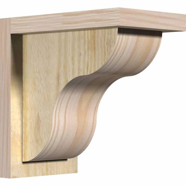 Ekena Millwork 6 in. x 10 in. x 10 in. Douglas Fir Carmel Rough Sawn Corbel with Backplate