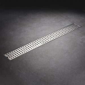 24 in. Stainless Steel Linear Shower Drain with Square Pattern Drain Cover in Stainless Steel