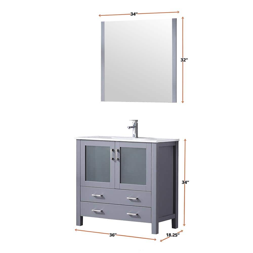 Volez 36" Dark Gray Single Vanity with Ceramic Top