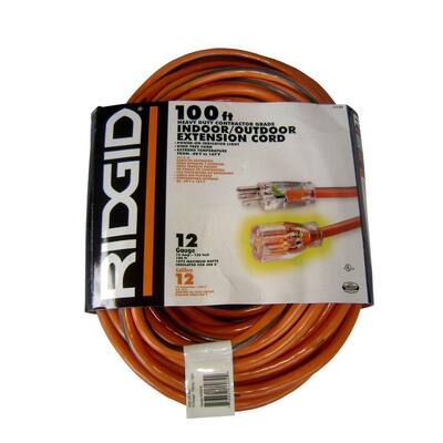 New Two Ridgid Extension Cords 100 Foot 12 Gauge 15 Amp