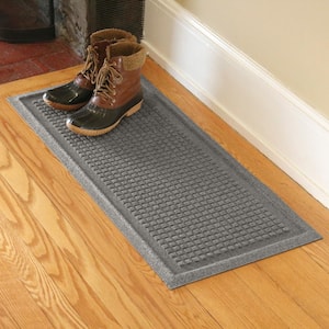 Waterhog Squares 15 in. x 36 in. PET Polyester Indoor Outdoor Boot Tray Medium Gray