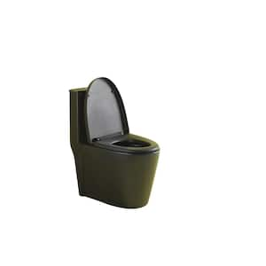 One-Piece 1.1/1.6 GPF Dual Flush Elongated Toilet in Matte Black