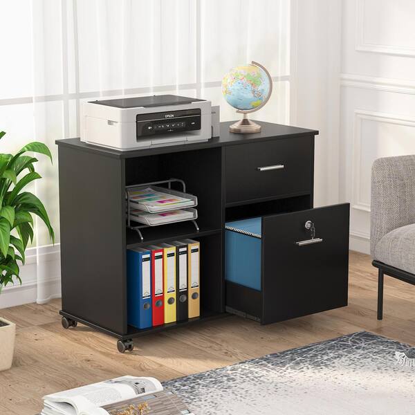 Filing Cabinet 2 Drawer Steel File Cabinet w/ Lock for Home Office Durable Black 