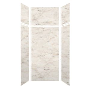 36 in. W x 96 in. H x 36 in. D 6-Piece Glue to Wall Alcove Shower Wall Kit with Extension in Biscotti Marble Velvet