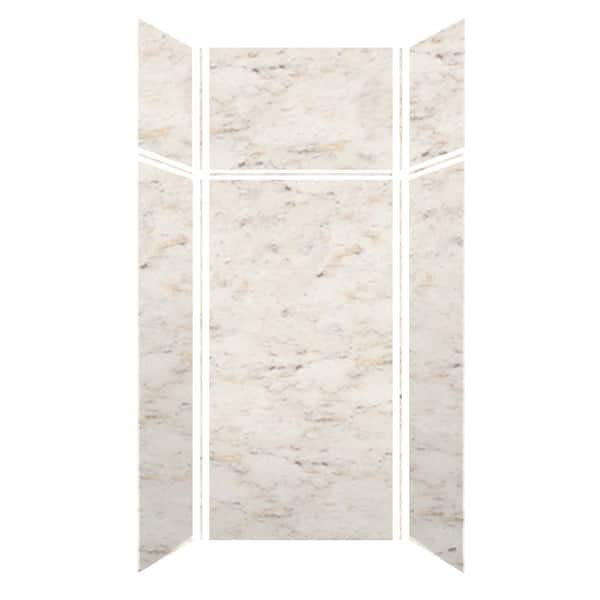 Transolid 36 in. W x 96 in. H x 36 in. D 6-Piece Glue to Wall Alcove Shower Wall Kit with Extension in Biscotti Marble Velvet
