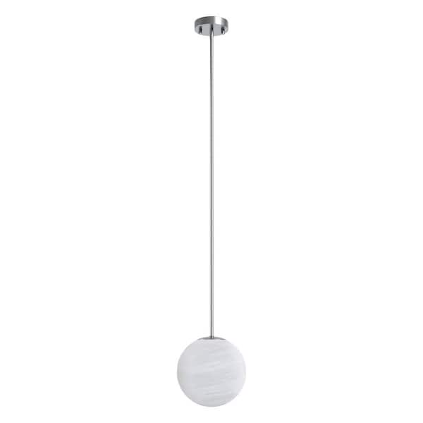 Raleigh 12 in. 1-Light Nickel Plating Mid-Century Modern Cloud Glass Globe Pendant Light