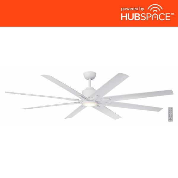 Home Decorators Collection Kensgrove II 72 in. Smart Indoor/Outdoor Matte White Ceiling Fan with Remote Included Powered by Hubspace