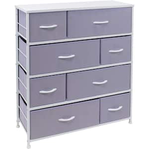 11.5 in. L x 34 in. W x 36 in. H 8-Drawer Purple Dresser Steel Frame Wood Top Easy Pull Fabric Bins