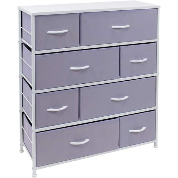 Sorbus 11.5 in. L x 34 in. W x 36 in. H 8-Drawer Purple Dresser Steel Frame Wood Top Easy Pull Fabric Bins