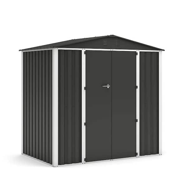 LAUSAINT HOME 4 ft. W x 6 ft. D Metal Storage Shed with Lockable Door in Black (24 sq. ft.)
