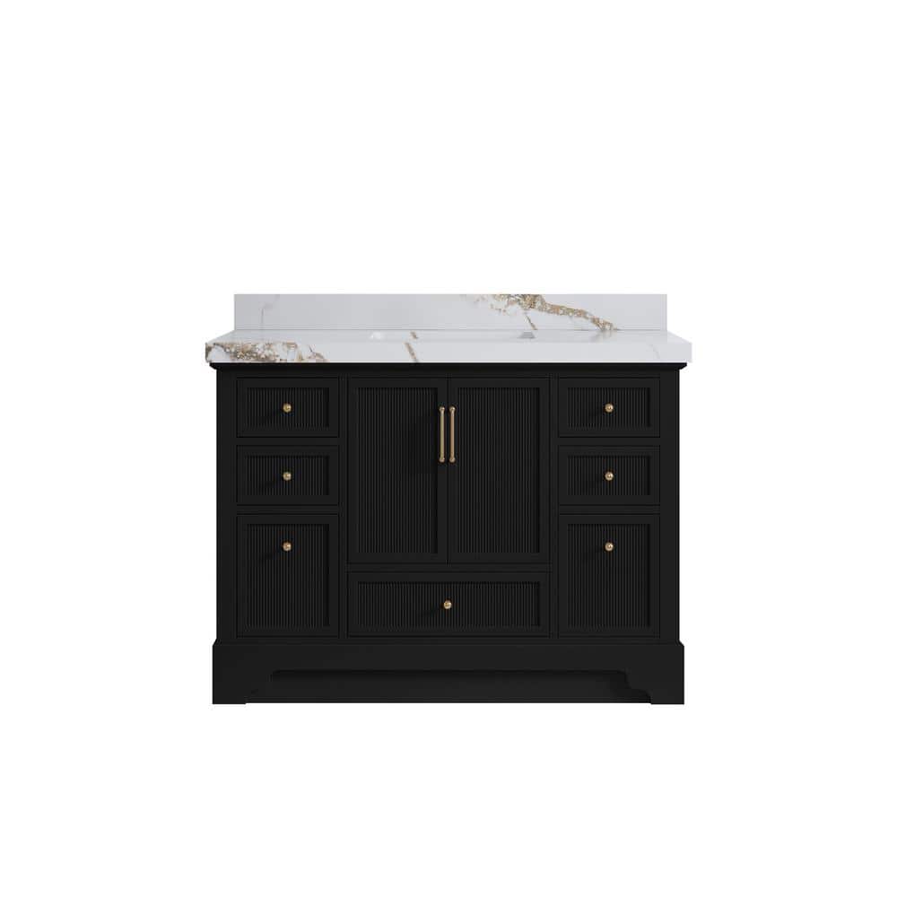 Alys 48 in. W x 22 in. D x 36 in. H Single Sink Bath Vanity in Black with 2 in. Calacatta Gold Top price history on PriceWatchPro