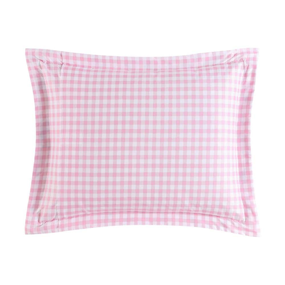 Twin Pink Cotton Floral Duvet Cover Set with Sham