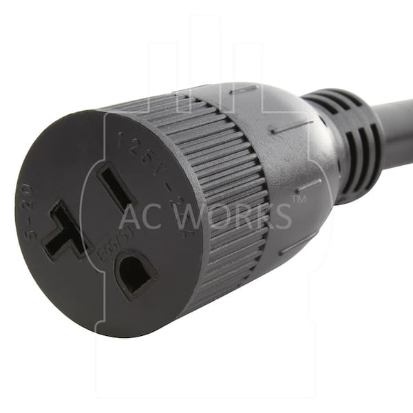 AC WORKS NEMA 5‑15P to 5‑15/20R 1 ft. Adapter 1 ft. 12/3 STW