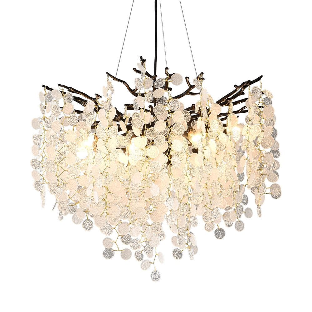 23. 62 in. Modern Crystal Chandelier, 8-Light Black Tree Branch Chandeliers