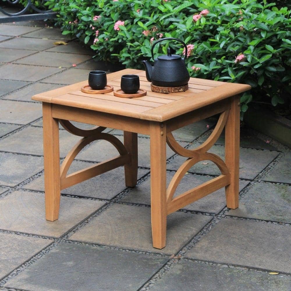 Cambridge Casual Abbington Natural Teak Wood Outdoor Side Table 180449