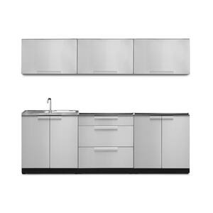 Stainless Steel 6-Piece 96 in. W x 36.5 in. H x 24 in. D Outdoor Kitchen Cabinet Set without Countertop