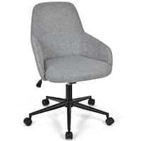 Deals on Gymax Gray Linen Adjustable Rolling Swivel Task Chair w/Armrest