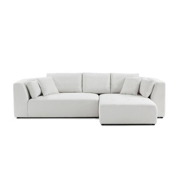 Magic Home 116.14 in. Comfy Beige Curved L-shape Sectional Sofa