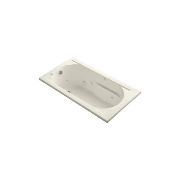 KOHLER Devonshire 60 in. Rectangular Drop-in Whirlpool Bathtub in Biscuit