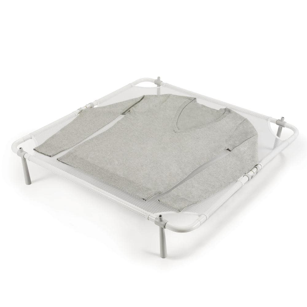 White Mesh Folding Sweater Drying Rack with Fold-Flat Legs