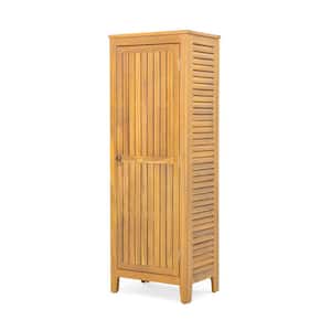 Outdoor Patio Teak Finish 62 in. Acacia Wood Storage Accent Cabinet