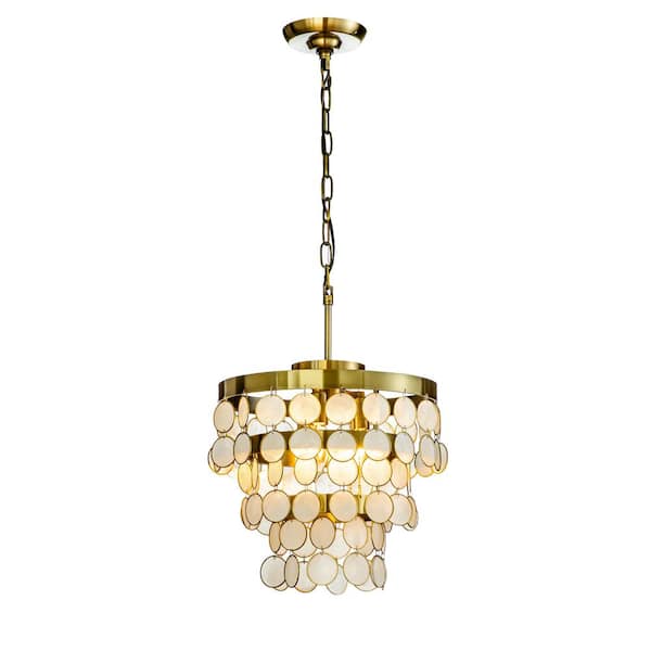 ALOA DECOR 14in. 3-Lights Antique Brass Glam Chandelier Pendant