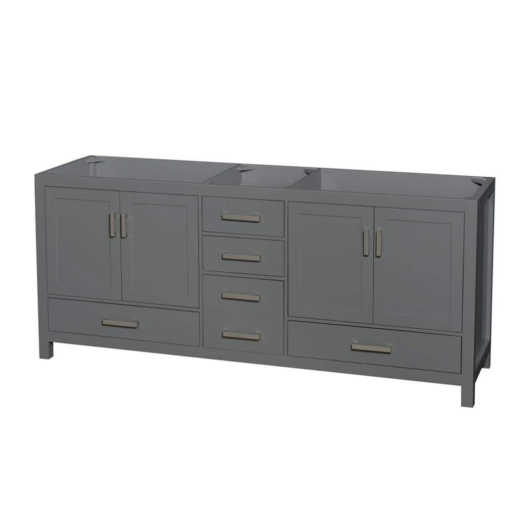 Sheffield 78.5 in. W x 21.5 in. D x 34.25 in. H Double Bath Vanity Cabinet without Top in Dark Gray -  Wyndham Collection, 700161169737