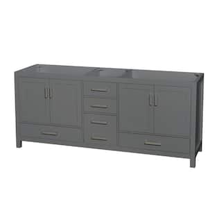 Sheffield 78.5 in. W x 21.5 in. D x 34.25 in. H Double Bath Vanity Cabinet without Top in Dark Gray