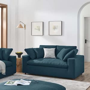 Commix 72.5 in. Down Filled Overstuffed Fabric Loveseat in Azure