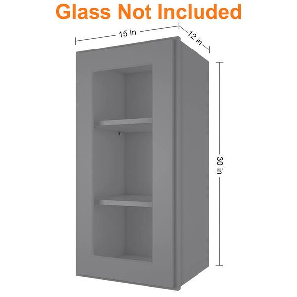 HOMEIBRO 21 in. W x 12 in. D x 30 in. H in Shaker Gray Plywood Ready to Assemble Wall Cabinet 1-Door 2-Shelves Kitchen Cabinet