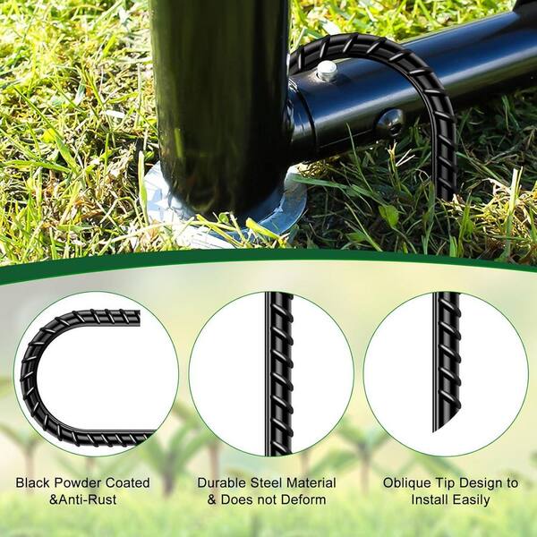 Justincity Black 12 in. Stakes Heavy Duty J Hook for Tent