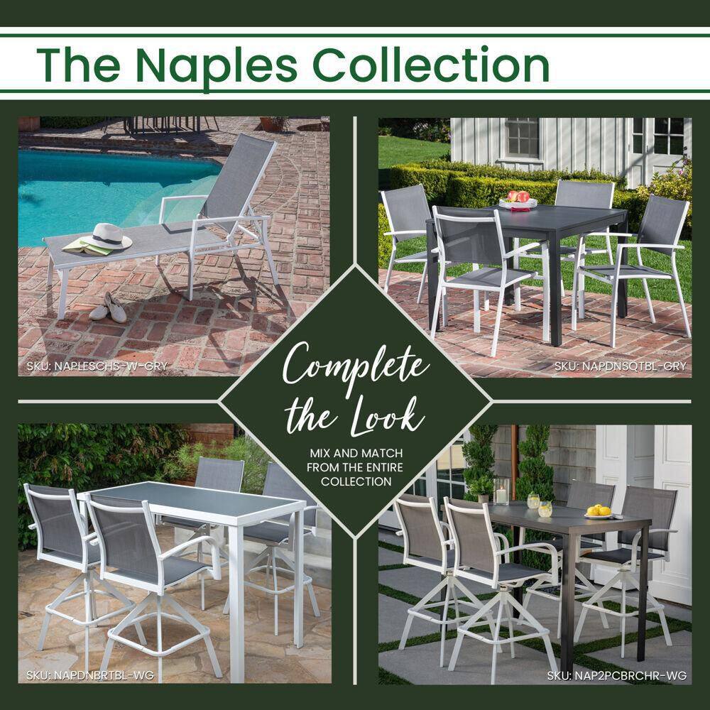 Naples Gray Aluminum Outdoor Chaise Lounge with Adjustable Backrest