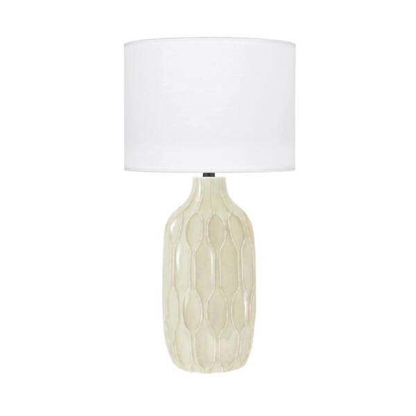 Hampton Bay Dunbarton 25 In. Beige Table Lamp With Textured Mixed 