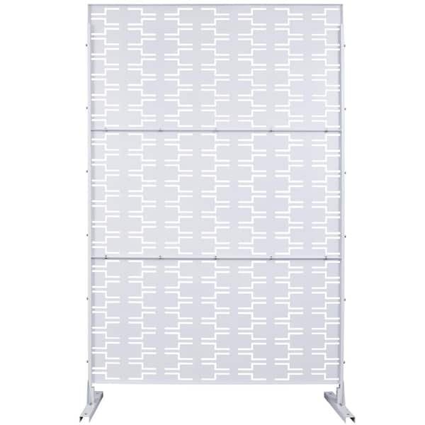 76 in. H x 48 in. W White Steel Outdoor Privacy Screen, Decorative Privacy Screen Privacy Fence Panels for Patio