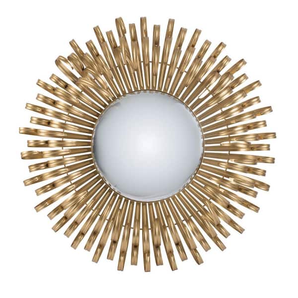 Afoxsos 27 in. W x 27 in. H in Sunburst Design Metal Wall Mirror Decorative Golden Finish for Entryway, Modern Living Room