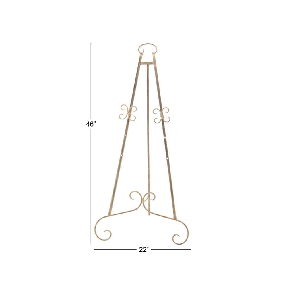 Gold Metal Scroll Adjustable Floor Easel with Chain Support