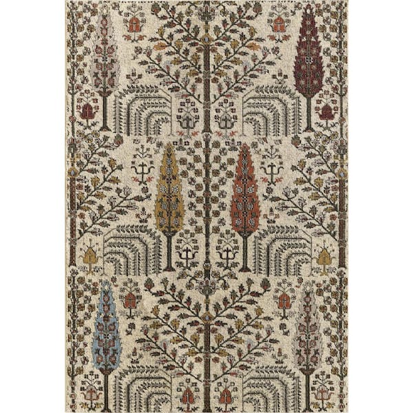 Abani Mesa Beige 6 ft. x 9 ft. Abstract Polypropylene Area Rug