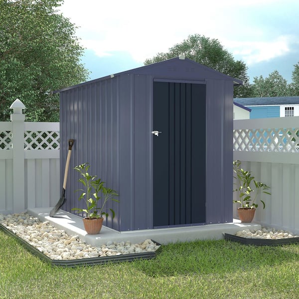 4 ft. W x 6 ft. D Outdoor Metal Storage Shed in Gray (24 sq. ft.)