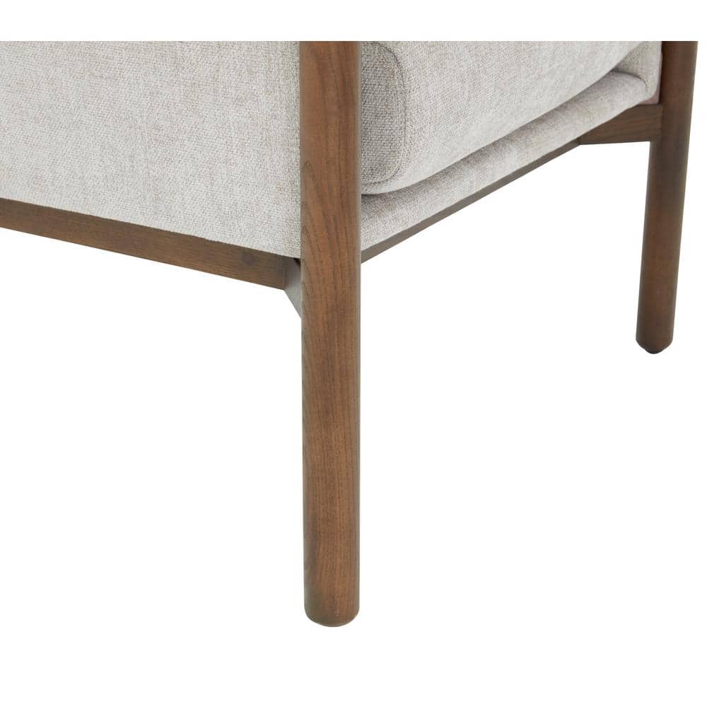 Daphanie Gray Linen Upholstered Armchair with Ash Wood Base