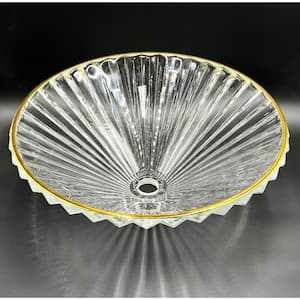 Scotch 22 in. Circular Bathroom Vessel Sink in Gold Yellow Tempered Glass