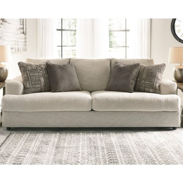 Soletren 96 in. Square Arm Polyester Rectangle Removable Cushions Sofa in Beige