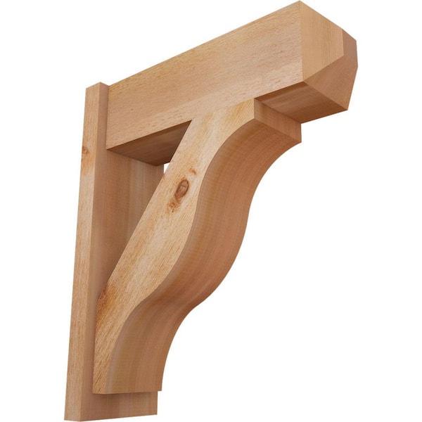 Ekena Millwork 8 in. x 28 in. x 24 in. Western Red Cedar Fuston Craftsman Rough Sawn Outlooker