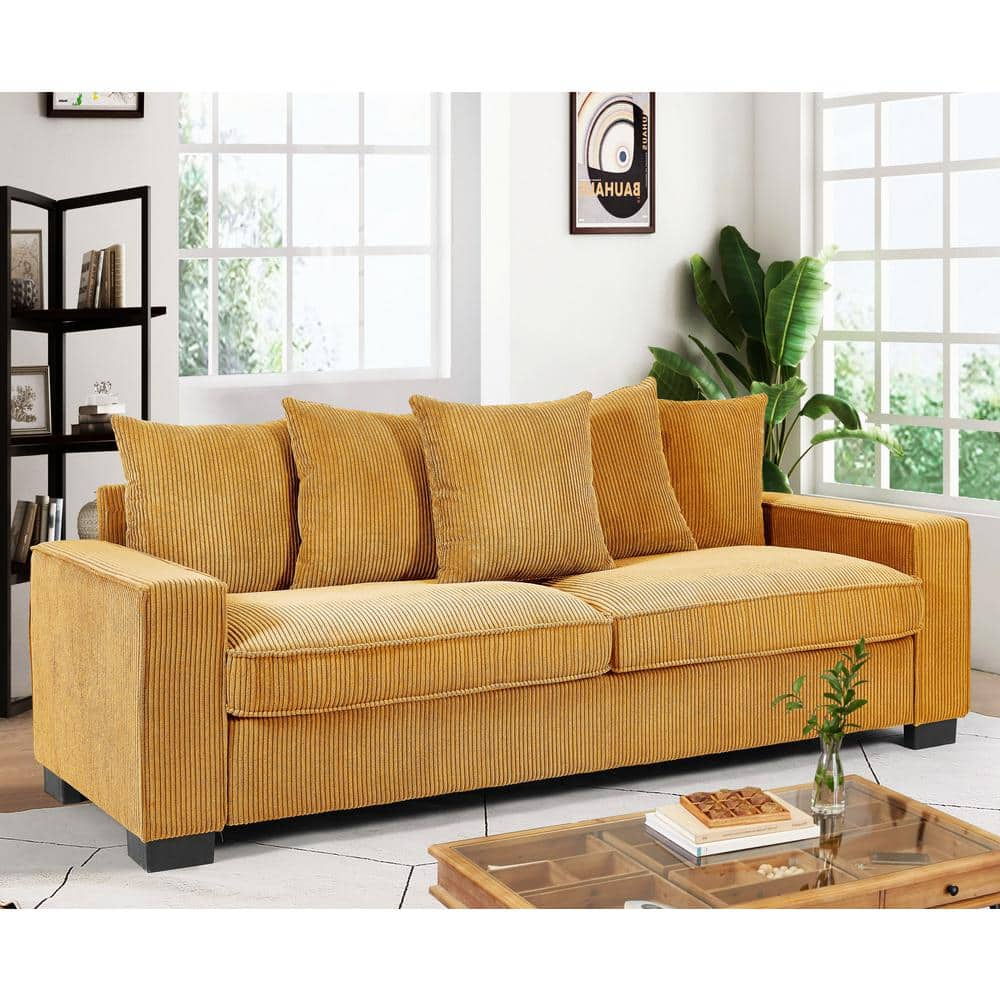 US Pride Furniture Luxe 88 in. Width Square Arm Corduroy 