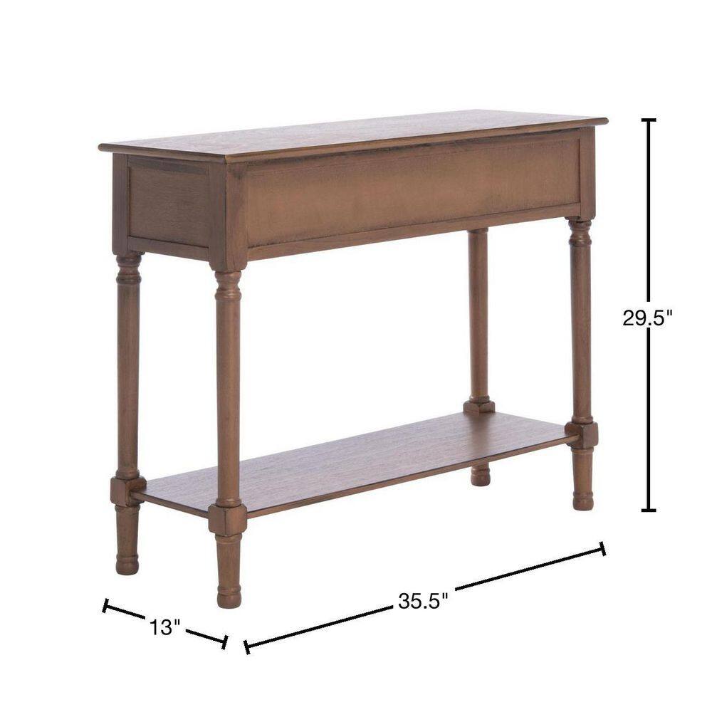 Halton Brown 40" Wood and Metal Console Table with Storage