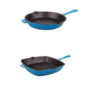 Basque Enameled Cast Iron Cookware Set, 7-Piece Set (Biscay Blue