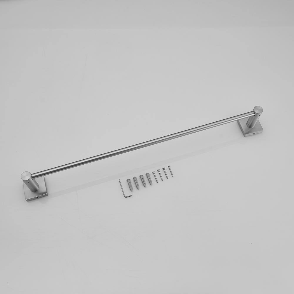 Brushed Nickel 5-Piece Bathroom Hardware Set with Double Towel Bar